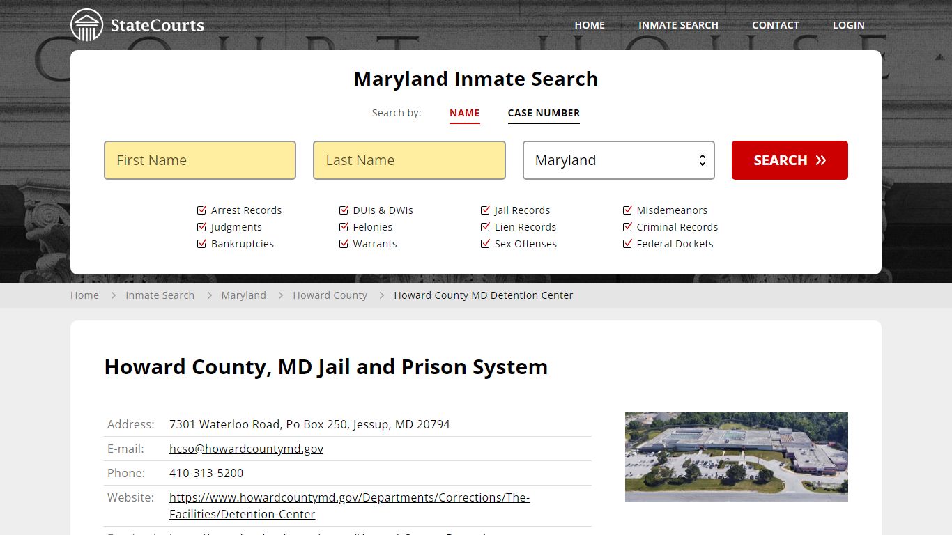 Howard County, MD Jail and Prison System - State Courts